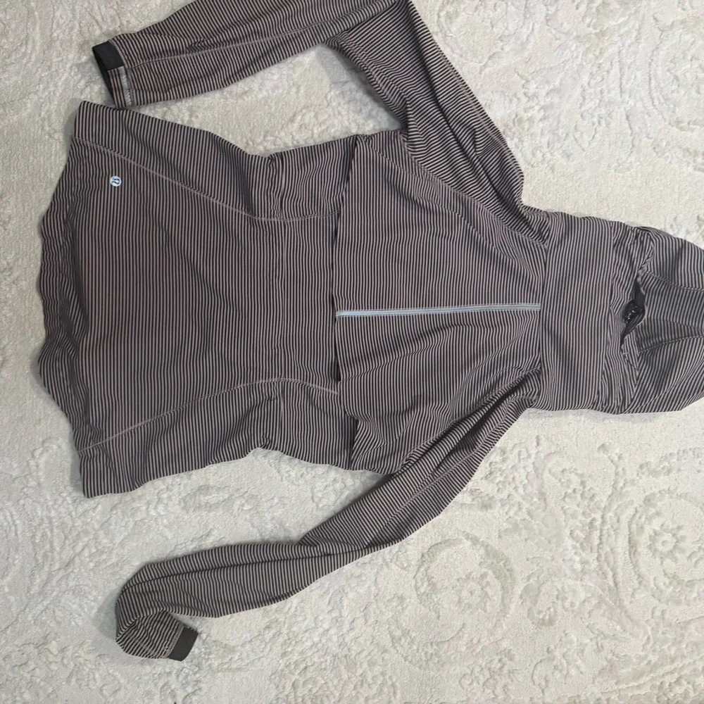 Lululemon Hooded Full Zip Running Jacket Brown Striped‎ Womens Size 6